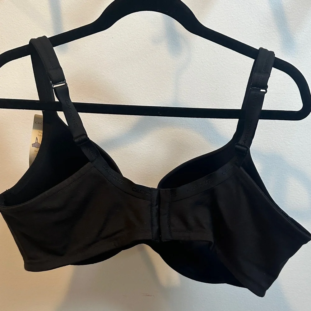 Cacique‎ 44D Black Cotton T-Shirt Bra Convertible Straps Underwire NWT